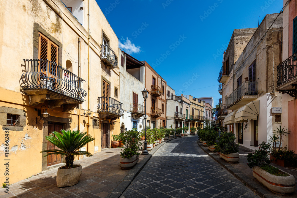 Typical Sicilian street, Lipari, Aeolian islands, Sicilia 