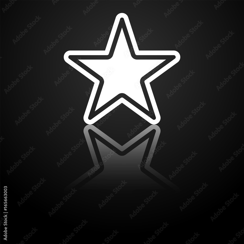 Obraz premium Vector white star icon illustration with reflection. Template for design