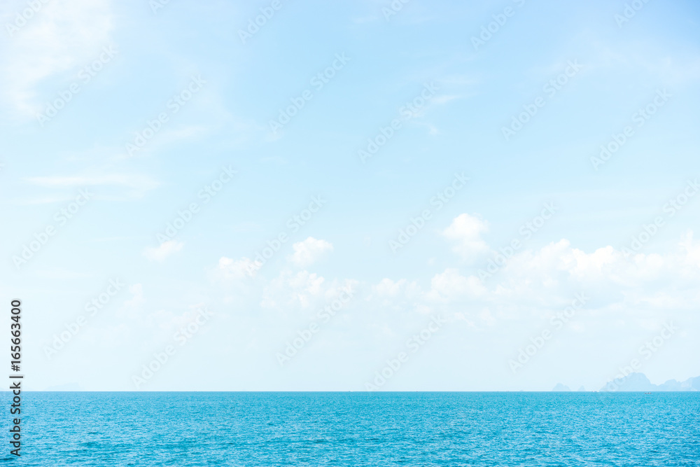 beautiful natural style of life. cool sea background, blue sky bright clouds and light blue wave ocean.