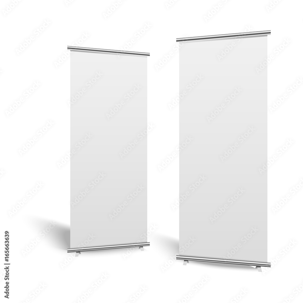 Blank roll-up banner display, isolated with clipping path. Vector Blank roll-up banner display, isolated with clipping path. Vector