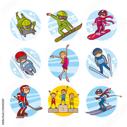 Cartoon kids Sport set Vector Clip Art