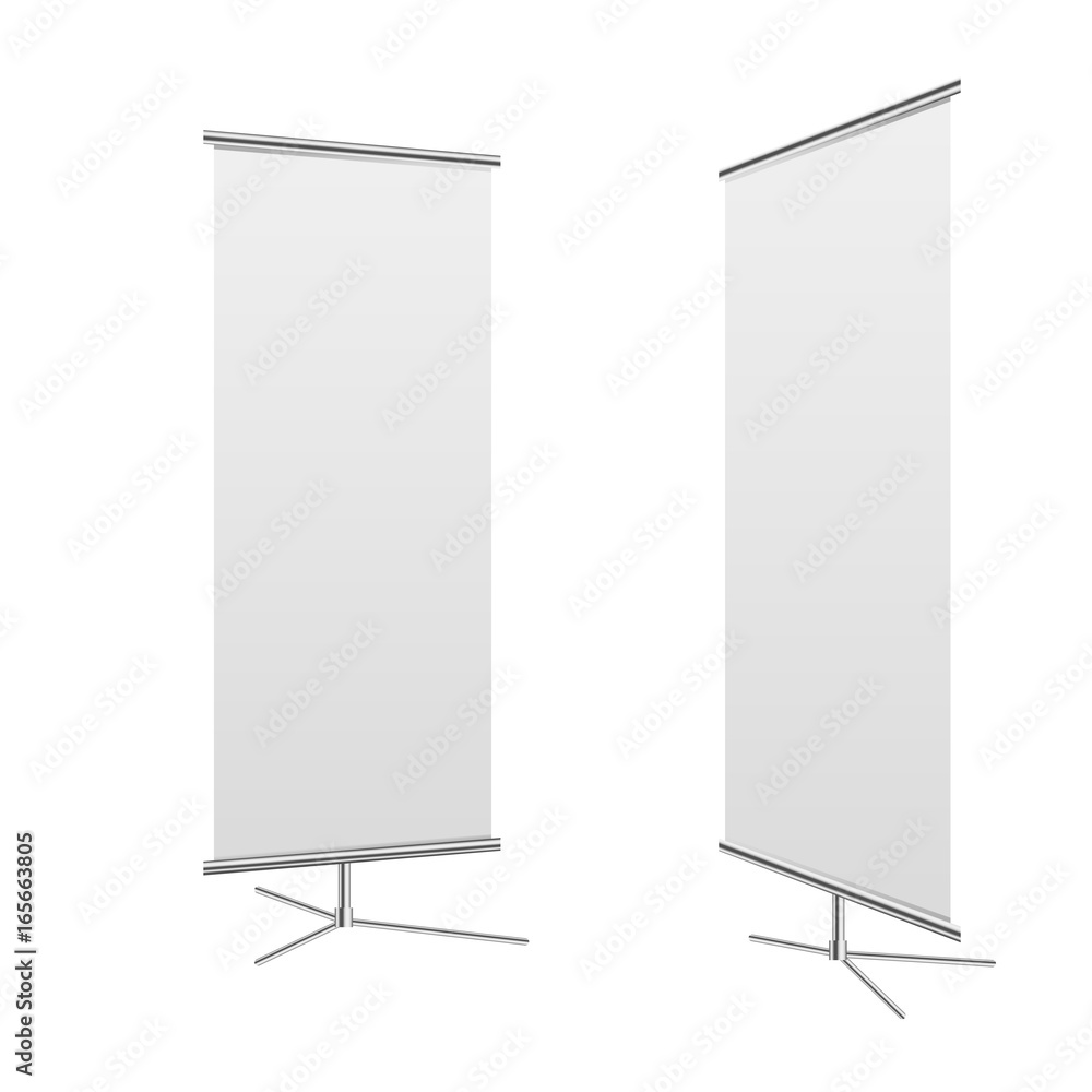 Blank roll-up banner display, isolated with clipping path. Vector. Blank roll-up banner display, isolated with clipping path. Vector.