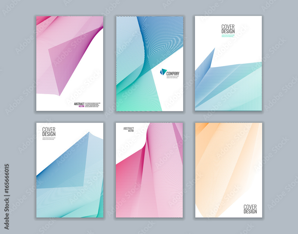 Set of cover design with background of geometric lines. Modern design. Vector