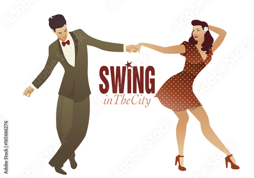 Young couple dancing swing, lindy hop or rock and roll