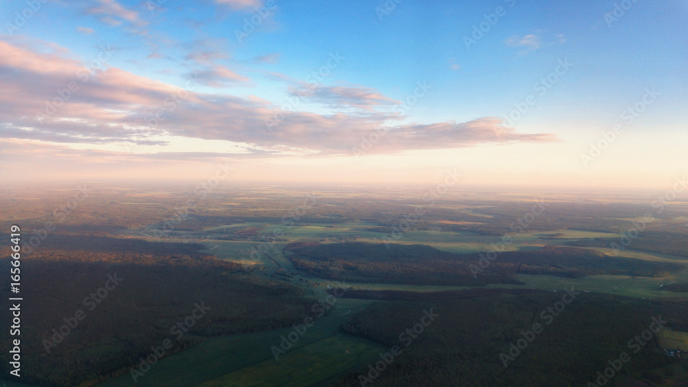 Aerial view - landscape and clouds