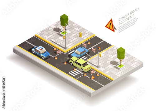 Car Accident Street Composition