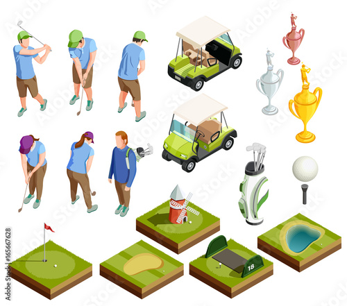 Golf Colored Isometric Decorative Icons