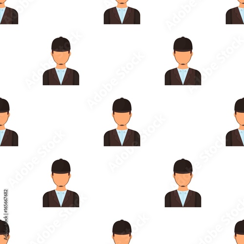 Jockey icon in cartoon style isolated on white background. Hippodrome and horse symbol stock vector illustration.