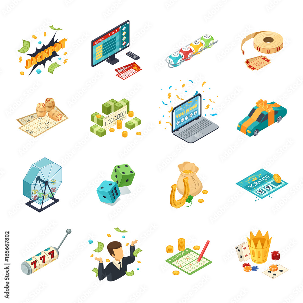 Lottery Isometric Icons Set Lottery Isometric Icons Set