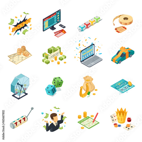 Lottery Isometric Icons Set