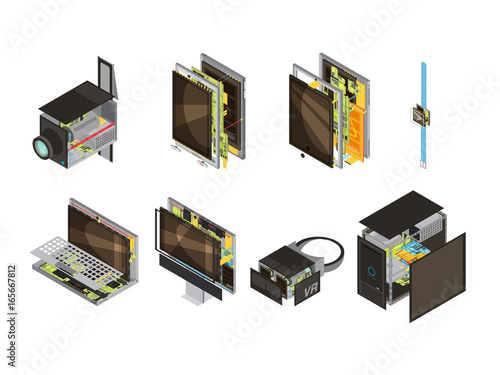 Gadgets Scheme Isometric Icon Set