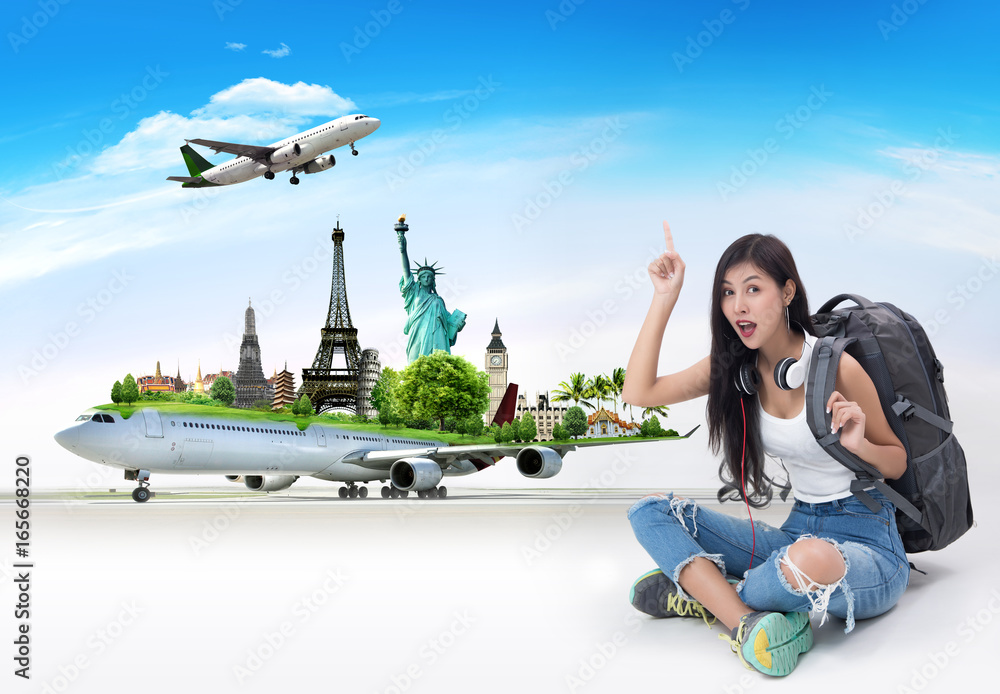 Fototapeta premium Travel the world monument concept