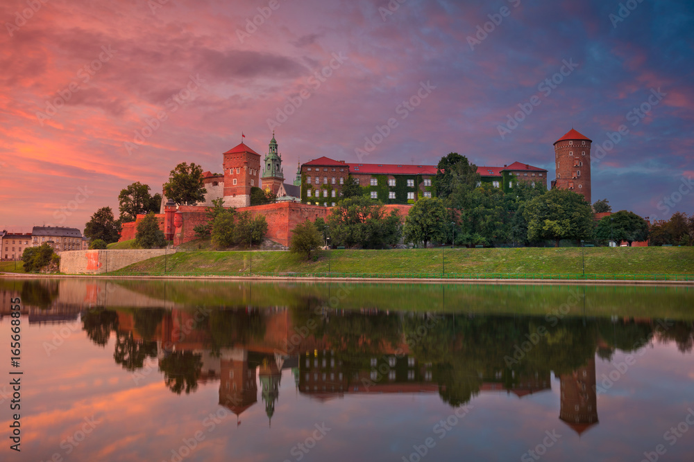 Fototapeta premium Krakow. Image of old town Krakow, Poland during summer sunset.