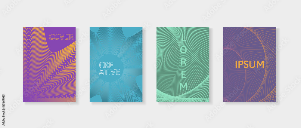 Covers with geometric lines. Applicable for Banners, Placards, Posters and Flyers. Minimal covers design set.
