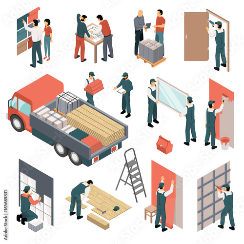 Isometric Apartments Renovation Set