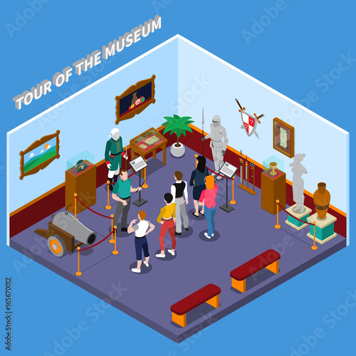 Tour Of Museum Isometric Composition