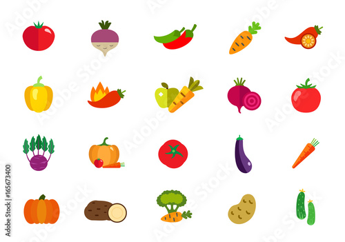 Fresh vegetables icon set