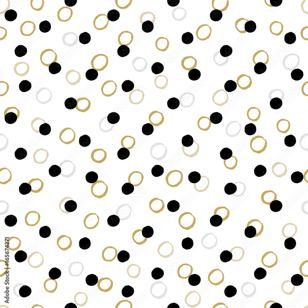 Simple fabric design with black and white polka dots. Simple fabric design with black and white polka dots.