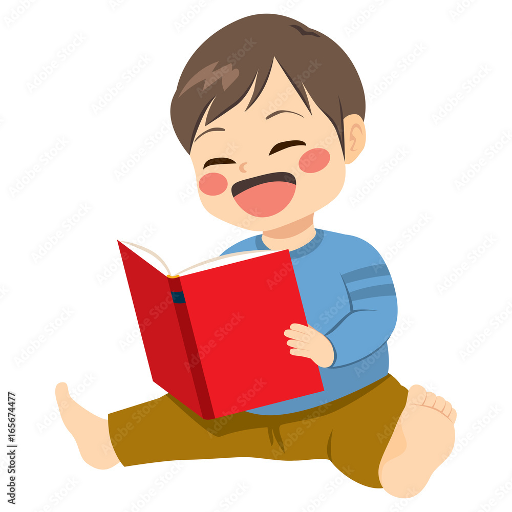 Little baby boy sitting on floor reading book Little baby boy sitting on floor reading book