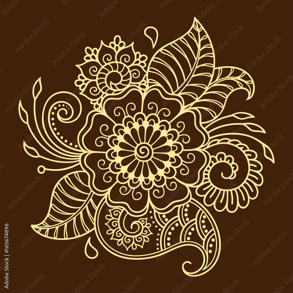 Henna tattoo flower template. Mehndi style. Set of ornamental patterns ...