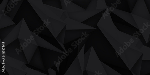 Low polygon shapes, black background, dark crystals, triangles mosaic, creative origami wallpaper, templates vector design