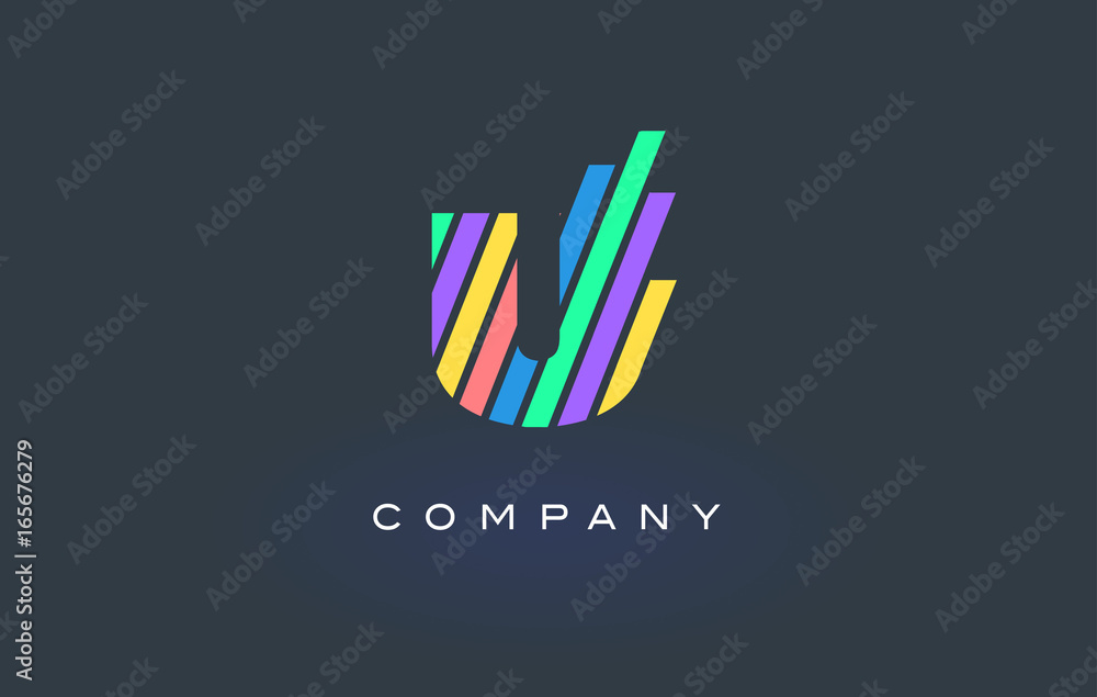 U Letter Logo with Colorful Lines Design Vector. Rainbow Letter Icon ...