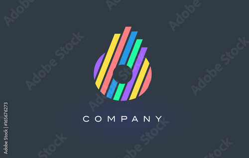 O Letter Logo with Colorful Lines Design Vector. Rainbow Letter Icon Illustration