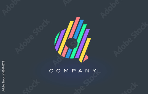 Q Letter Logo with Colorful Lines Design Vector. Rainbow Letter Icon Illustration