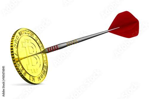 coin bitcoin and dart on wh...