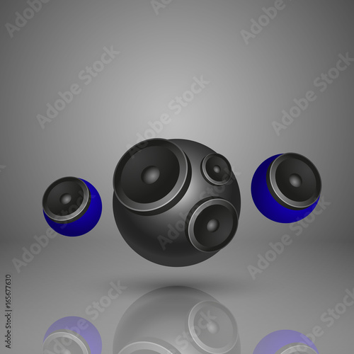 Abstract music background with round speakers