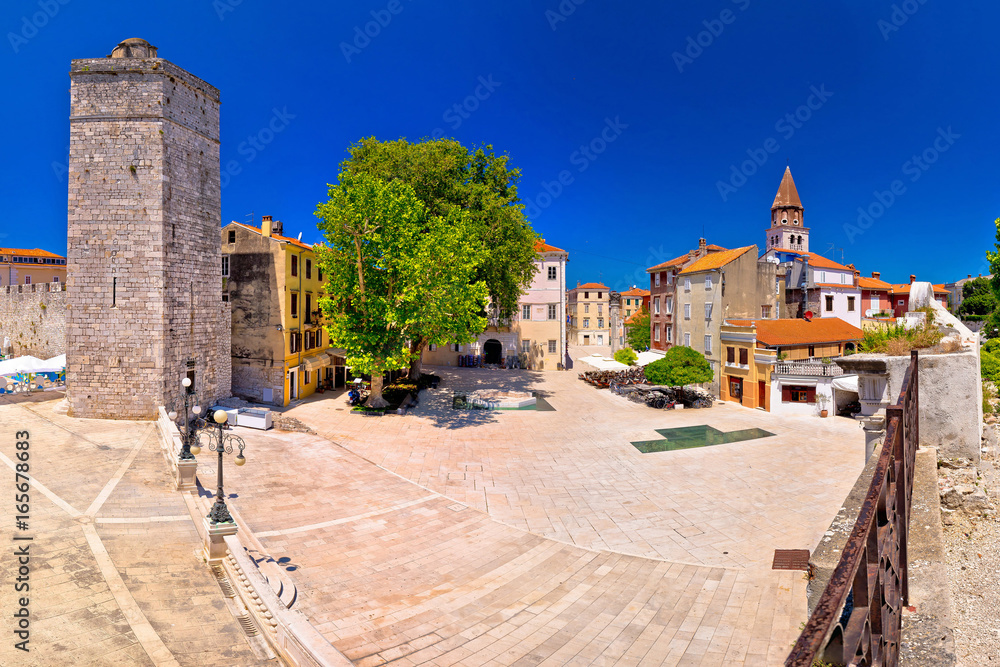 Zadar Five wells square and historic architecture panoramic view