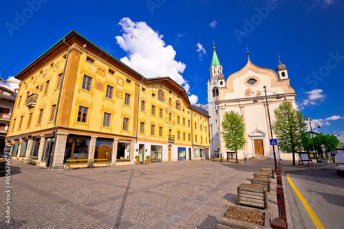 Cortina d' Ampezzo main square architecture view