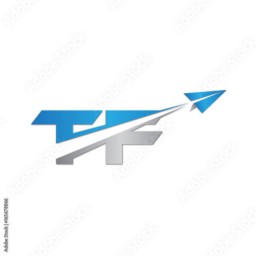 TF initial letter logo origami paper plane