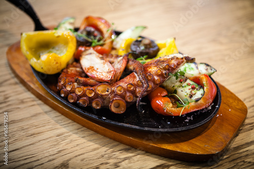 Boiled octopus with vegetables