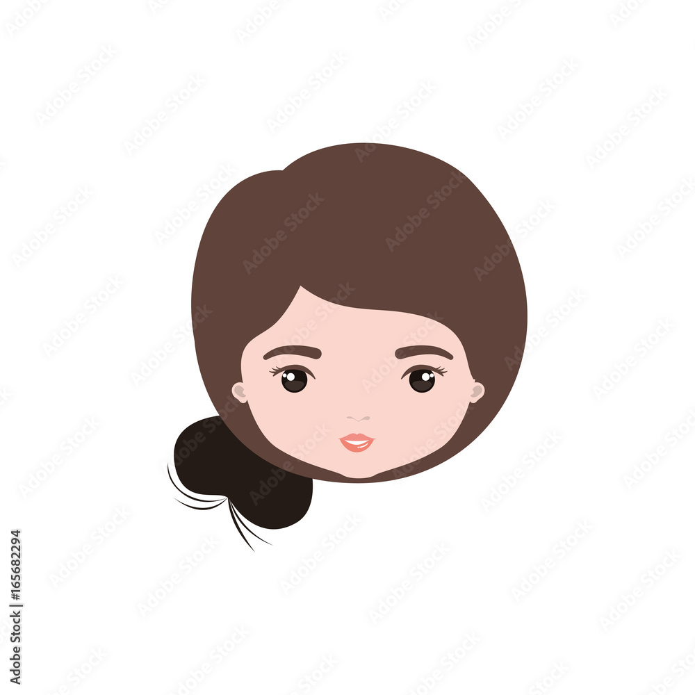 colorful caricature closeup front view face woman with side bun collected hairstyle colorful caricature closeup front view face woman with side bun collected hairstyle
