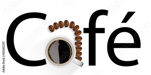 café - symbole - tasse - grain de café - logo - concept