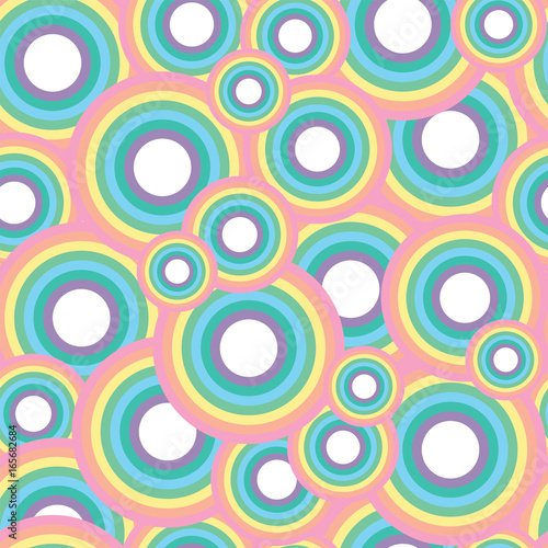 Pastel rainbow circle vector seamless pattern