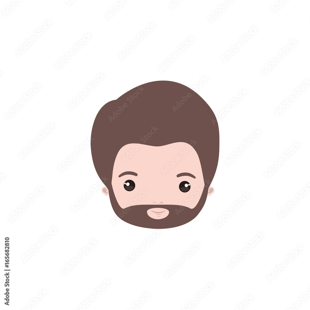 colorful caricature closeup front view face bearded man with hairstyle and moustache colorful caricature closeup front view face bearded man with hairstyle and moustache