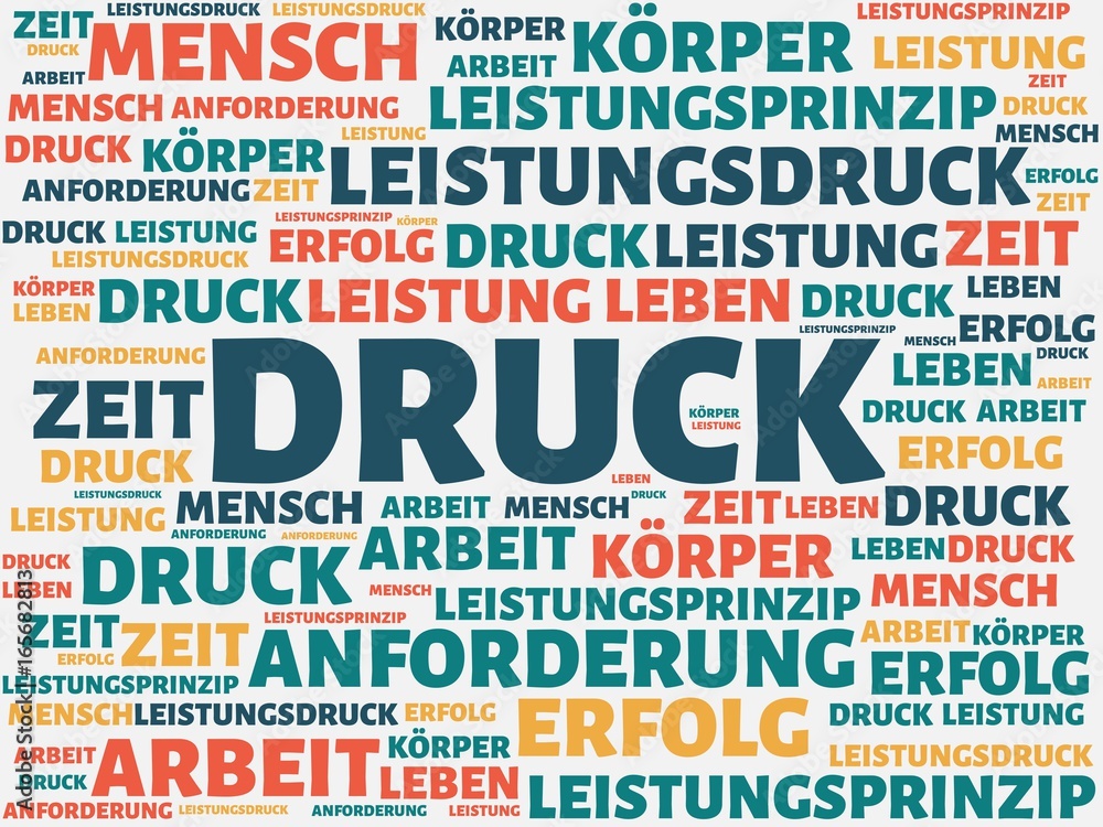 Fototapeta premium DRUCK - Bilder mit Wörtern aus dem Bereich Leistungsgesellschaft, Wort, Bild, Illustration
