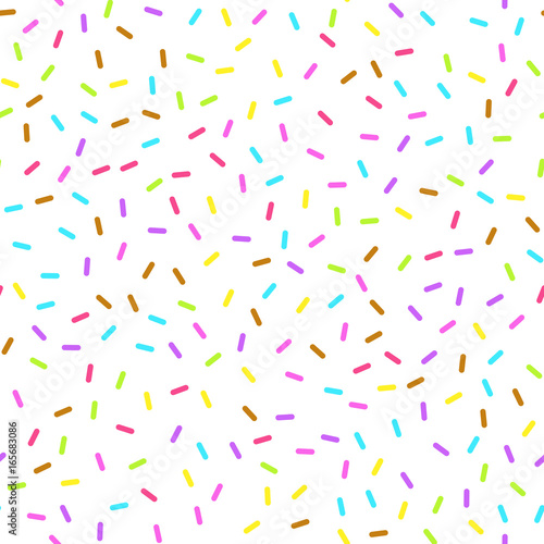 Line colorful seamless pattern with different size and color on white background.