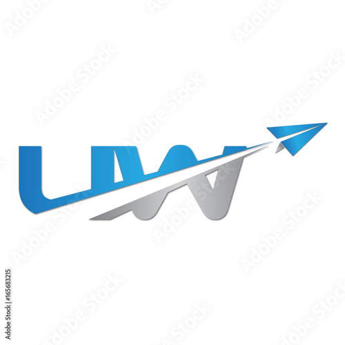 UW initial letter logo origami paper plane