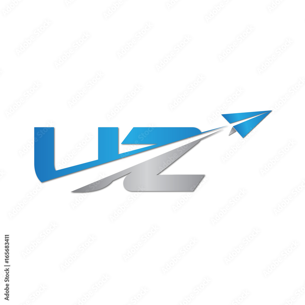 UZ initial letter logo origami paper plane UZ initial letter logo origami paper plane