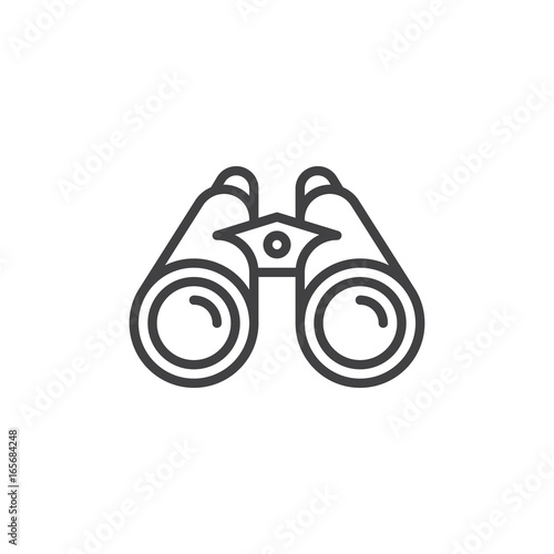 Binoculars line icon, outline vector sign, linear style pictogram isolated on white. Spy symbol, logo illustration. Editable stroke. Pixel perfect vector graphics photo