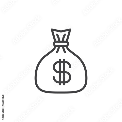 Money bag line icon, outline vector sign, linear style pictogram isolated on white. Symbol, logo illustration. Editable stroke. Pixel perfect vector graphics