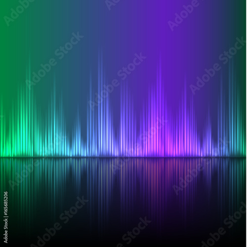 Abstract equalizer background. Green-Purple wave.