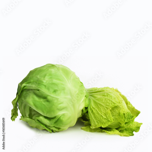 Cabbage and Chinese cabbage isolated on a white background.