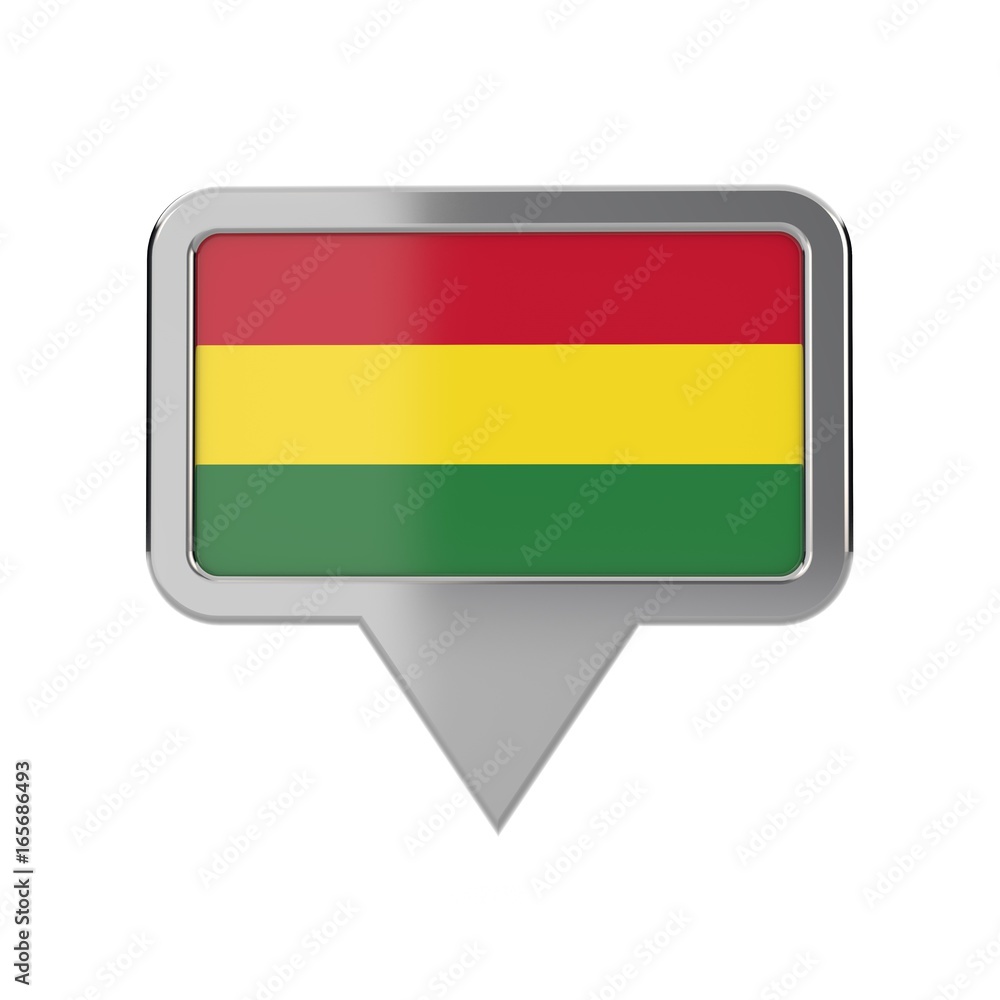 Obraz premium Bolivia flag location marker icon. 3D Rendering