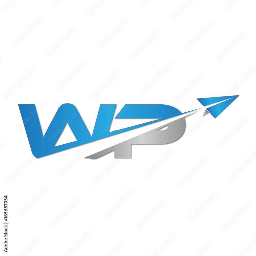 WP initial letter logo origami paper plane WP initial letter logo origami paper plane