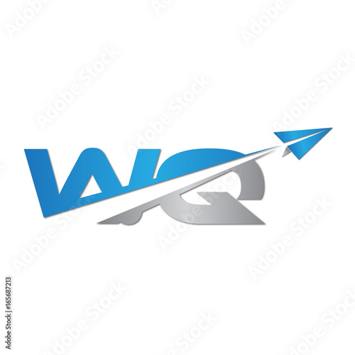 WQ initial letter logo origami paper plane