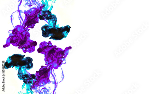 Cloud of colorful ink in water isolated.